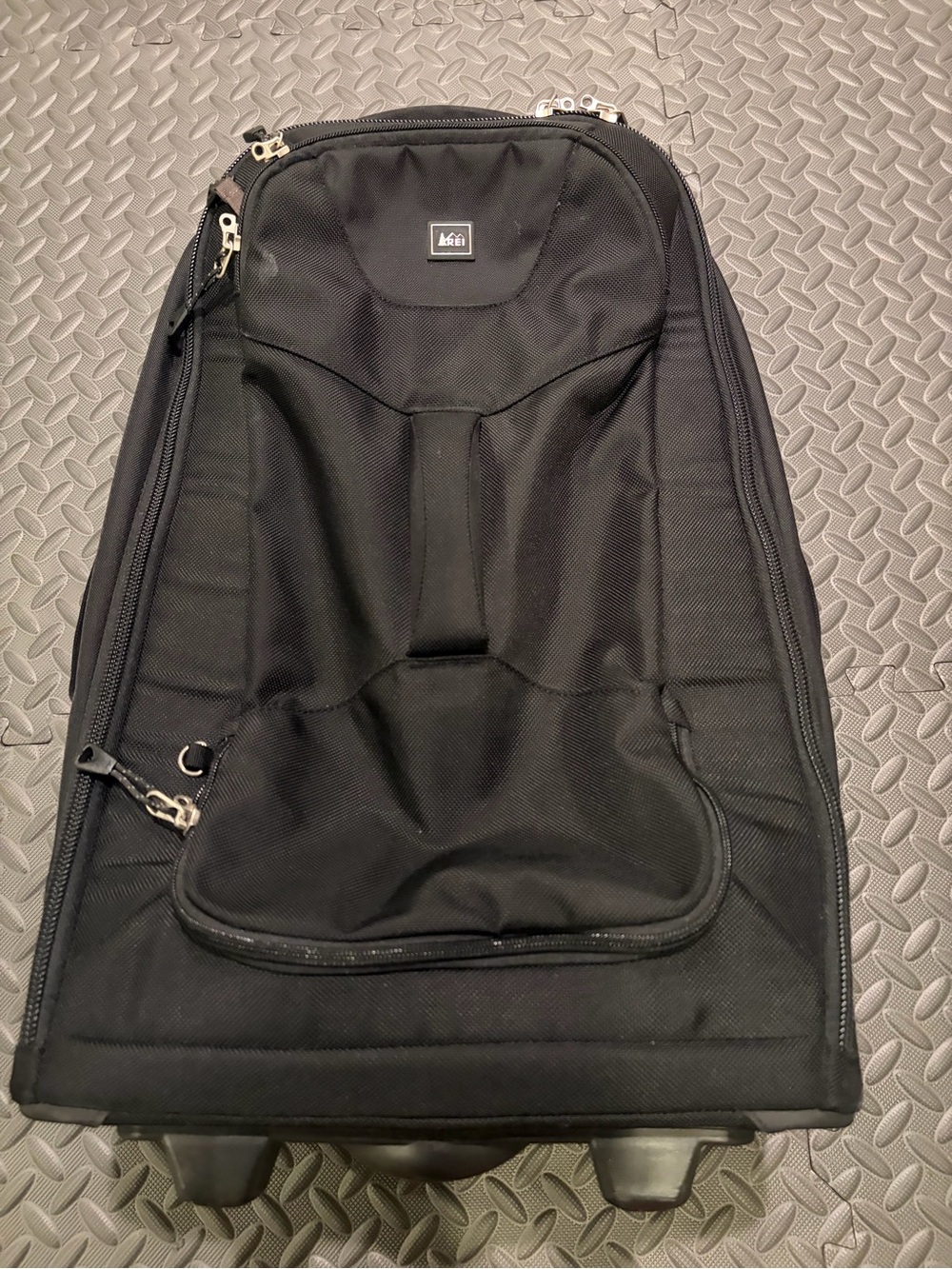 REI Black Rolling Travel Carryon with Front Pocket